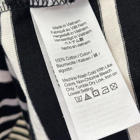 J. Crew Black Striped Cap Sleeve Cotton Knit Midi Dress - Picture 11 of 11